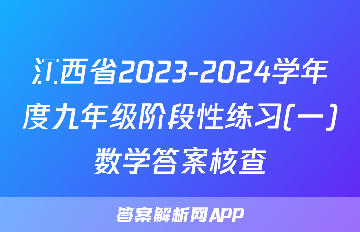 江西省2023-2024学年度九年级阶段性练习(一)数学答案核查